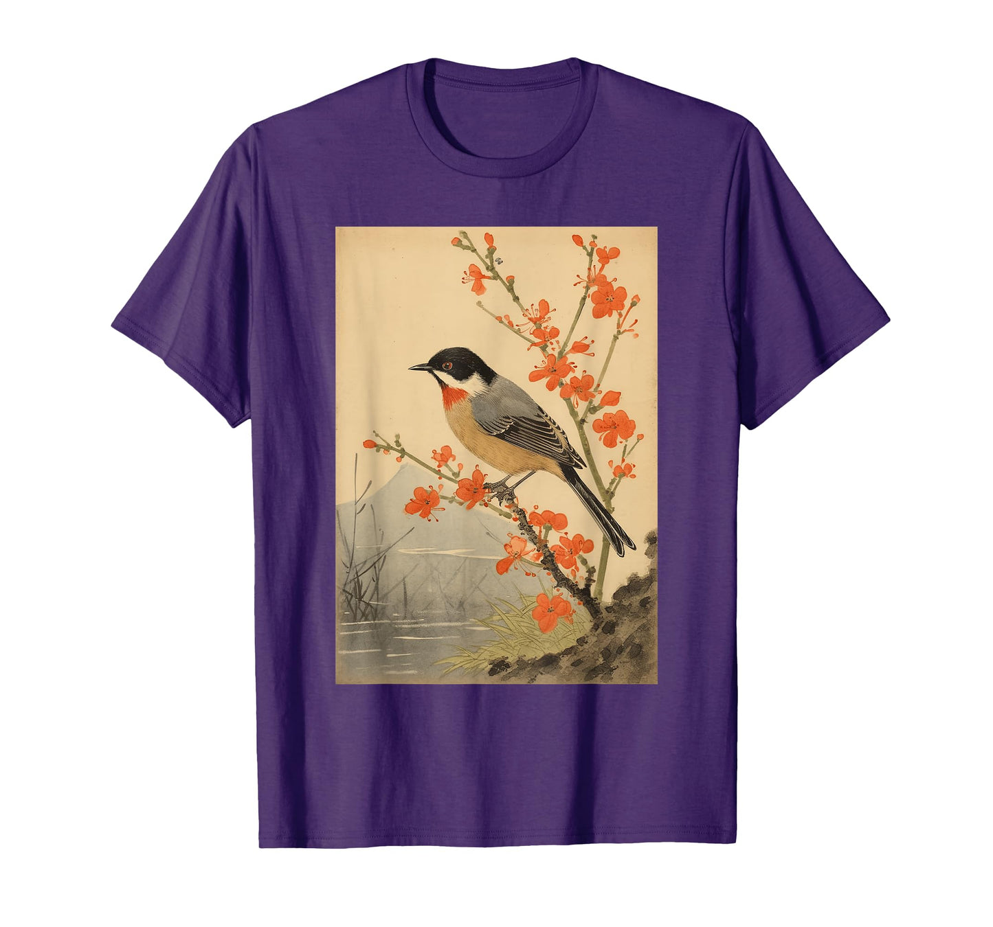 Japanese Woodblock Art - Vintage Songbird Beauty T-Shirt
