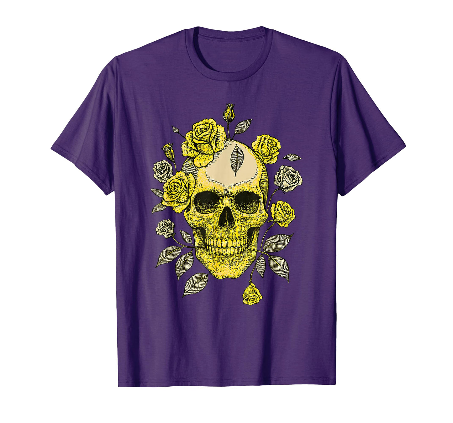 Mexican Skull with Flowers Vintage Gothic Skeleton Art T-Shirt