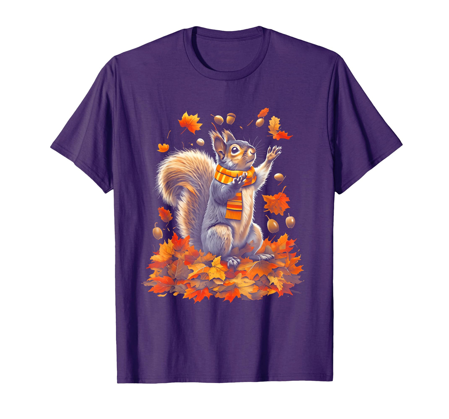Cute Squirrel With Fall Leaves Autumn Animal Thanksgiving T-Shirt