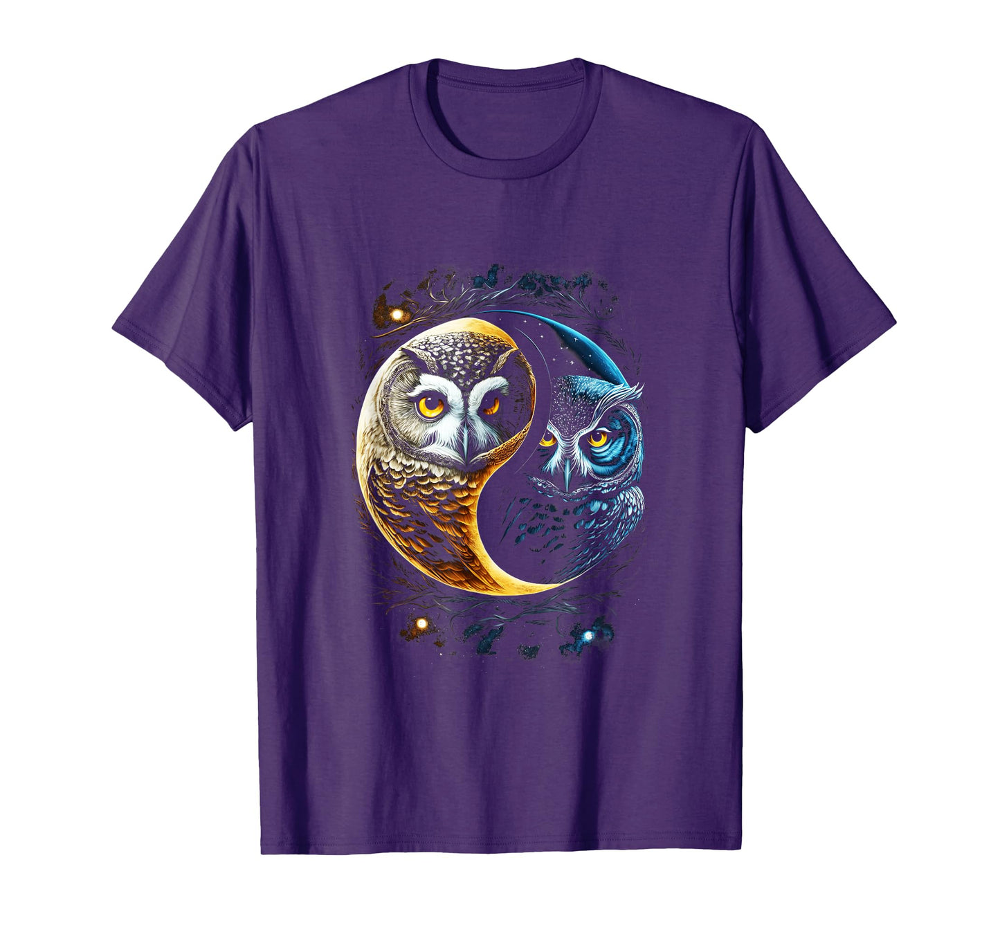 Moon Owl Birds Barn Humorous Yin And Yang Chinese T-Shirt