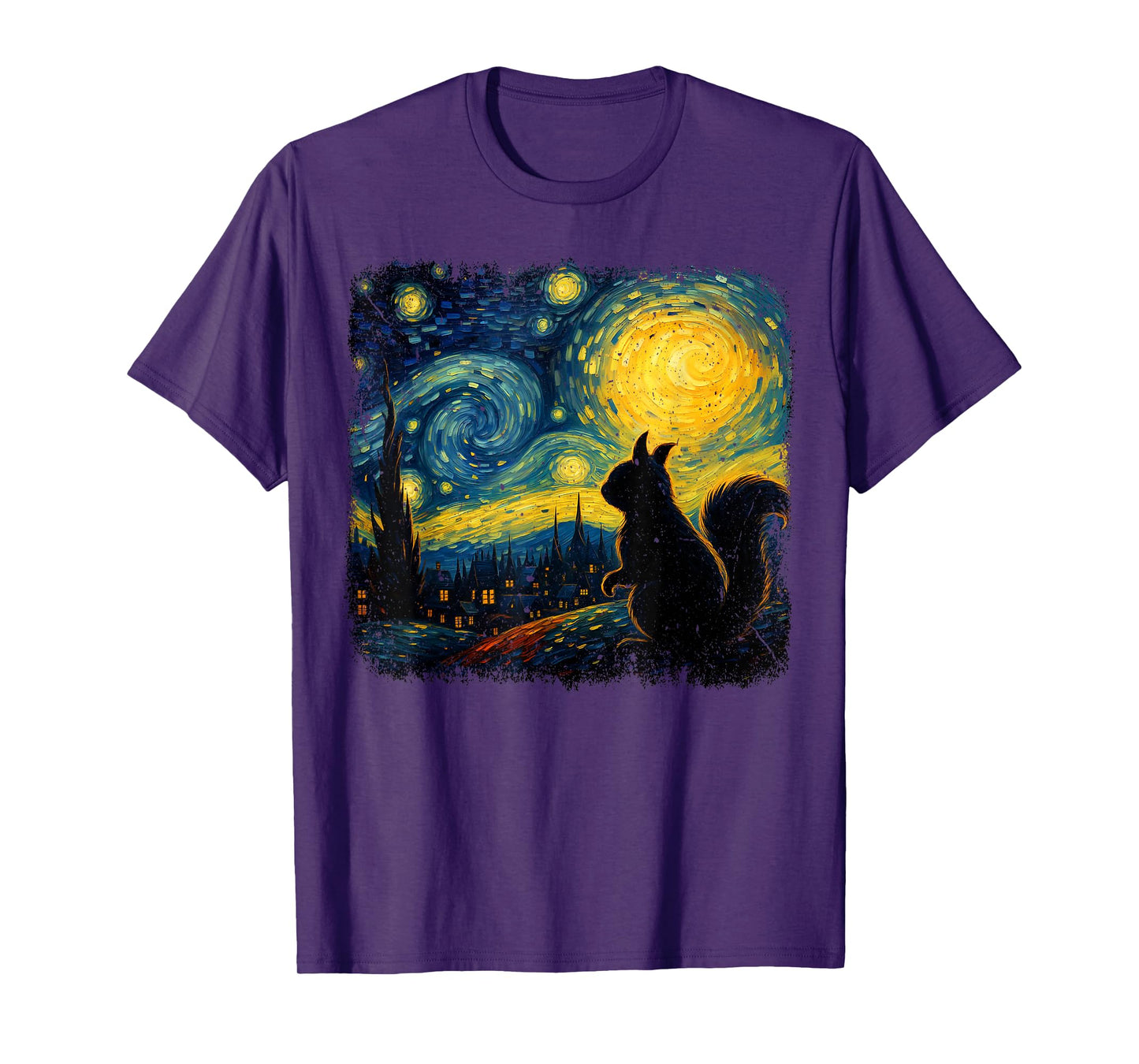 Squirrel Starry Night Van Gogh Art Gifts For Men Women Kid T-Shirt