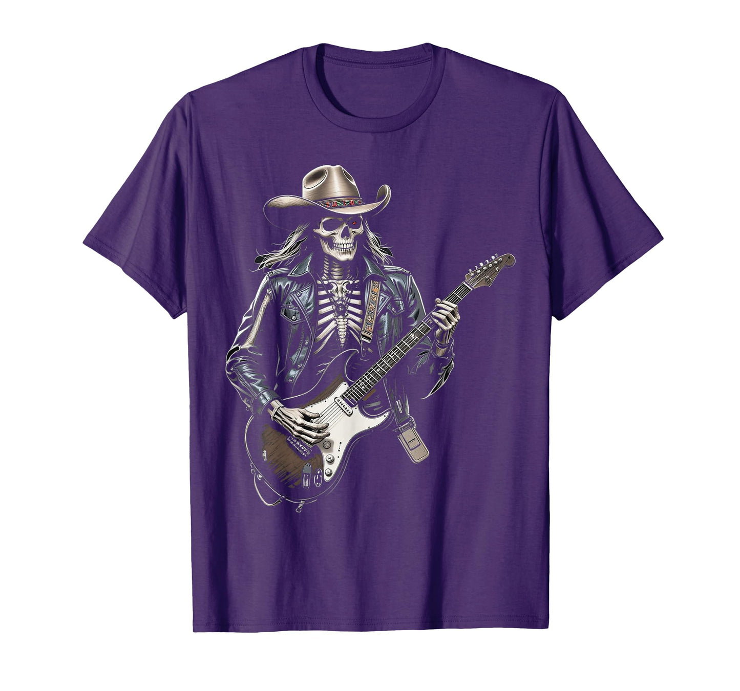 Skeleton Playing Electric Guitar for Halloween Men Women T-Shirt