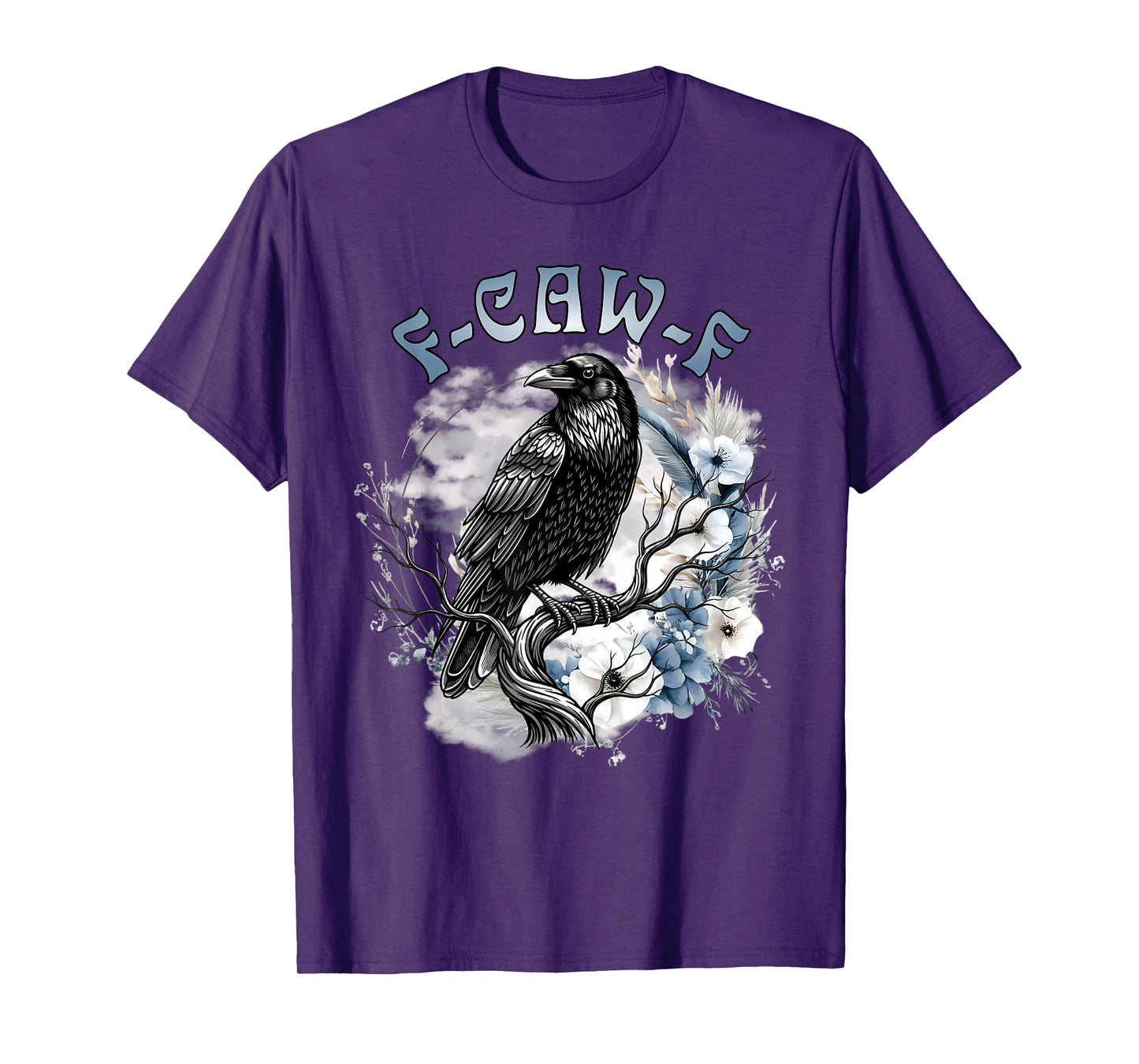 Funny F-CAW-F Black Crow Moon Gothic Adult Humor T-Shirt