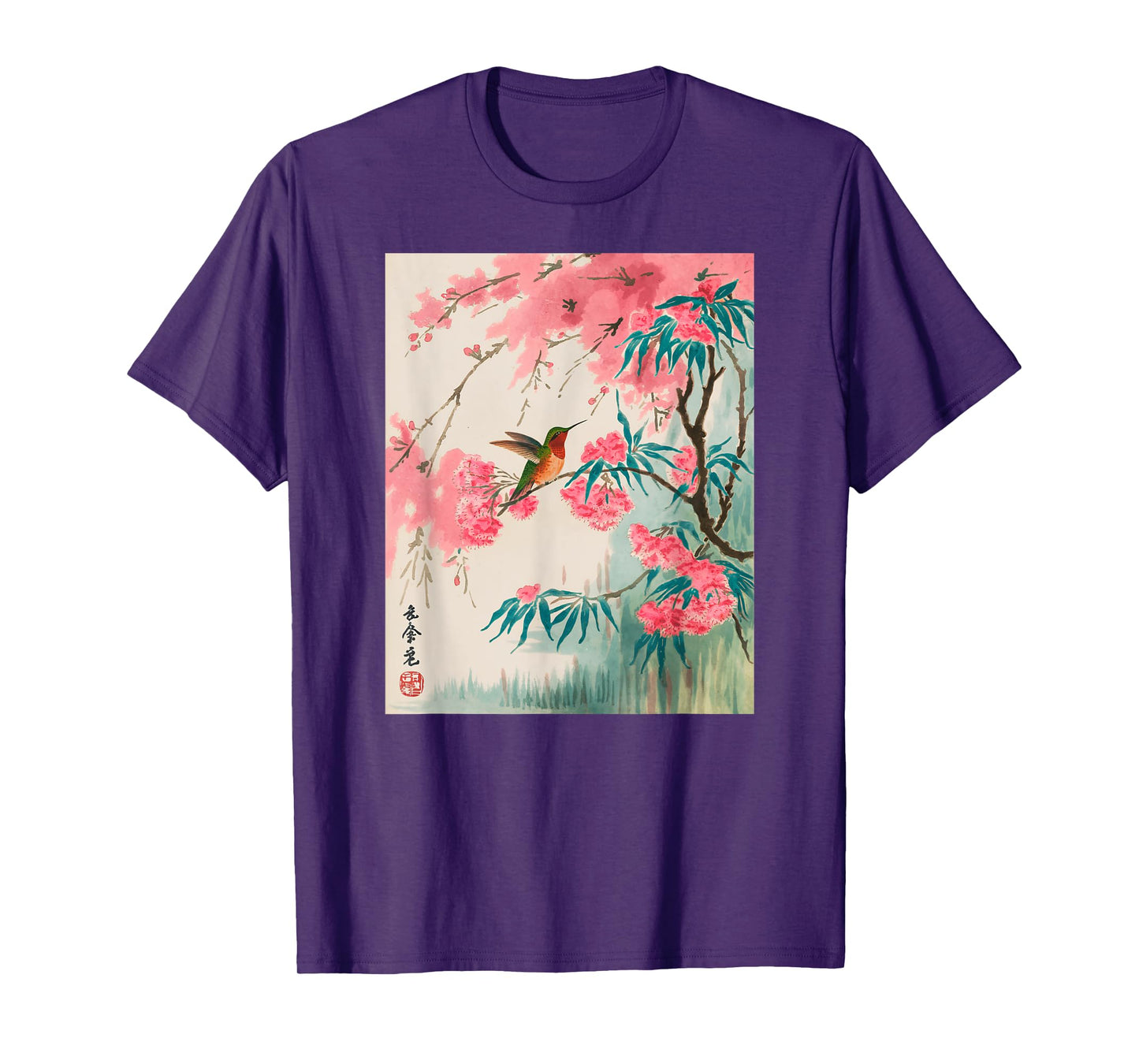 Hummingbird Japanese Art Kyosai Vintage Japan Artwork T-Shirt