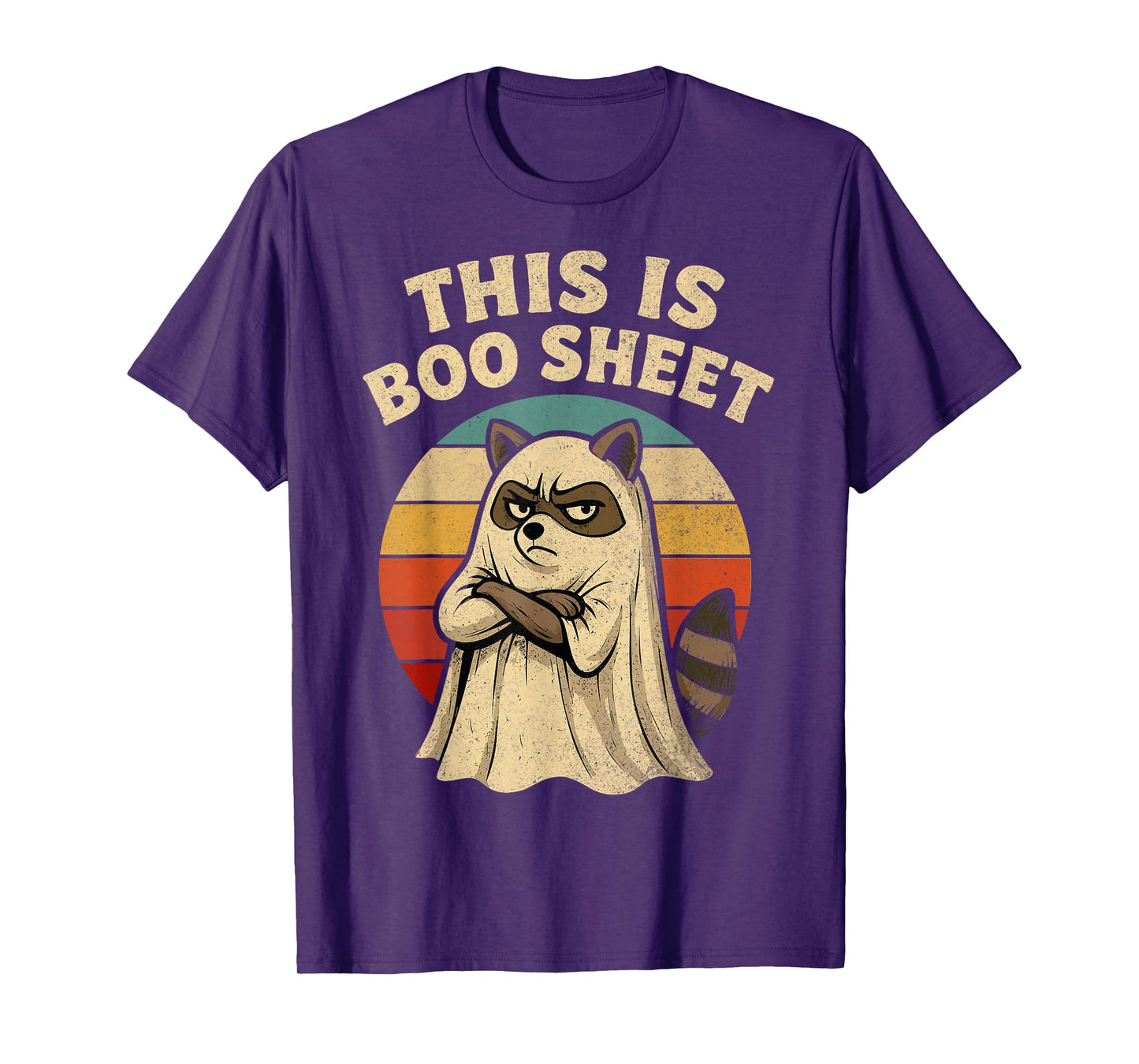 Retro Halloween Raccoon This is Boo Sheet Ghost Men Women T-Shirt