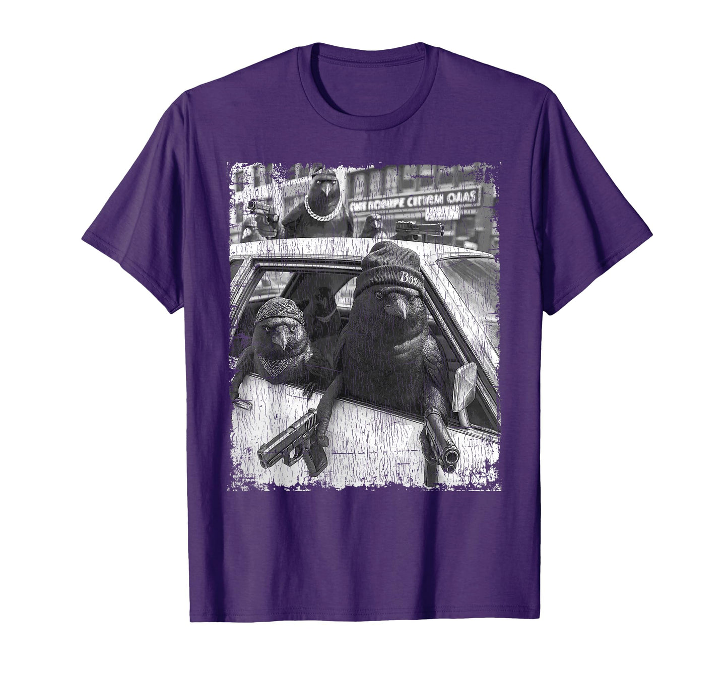Funny Gangster Crows Street Design f-caw-f Crow Gang Meme T-Shirt