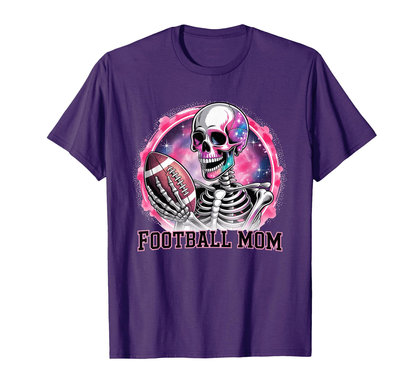 Skeleton Galaxy Football Mom Design for Sports Lovers T-Shirt