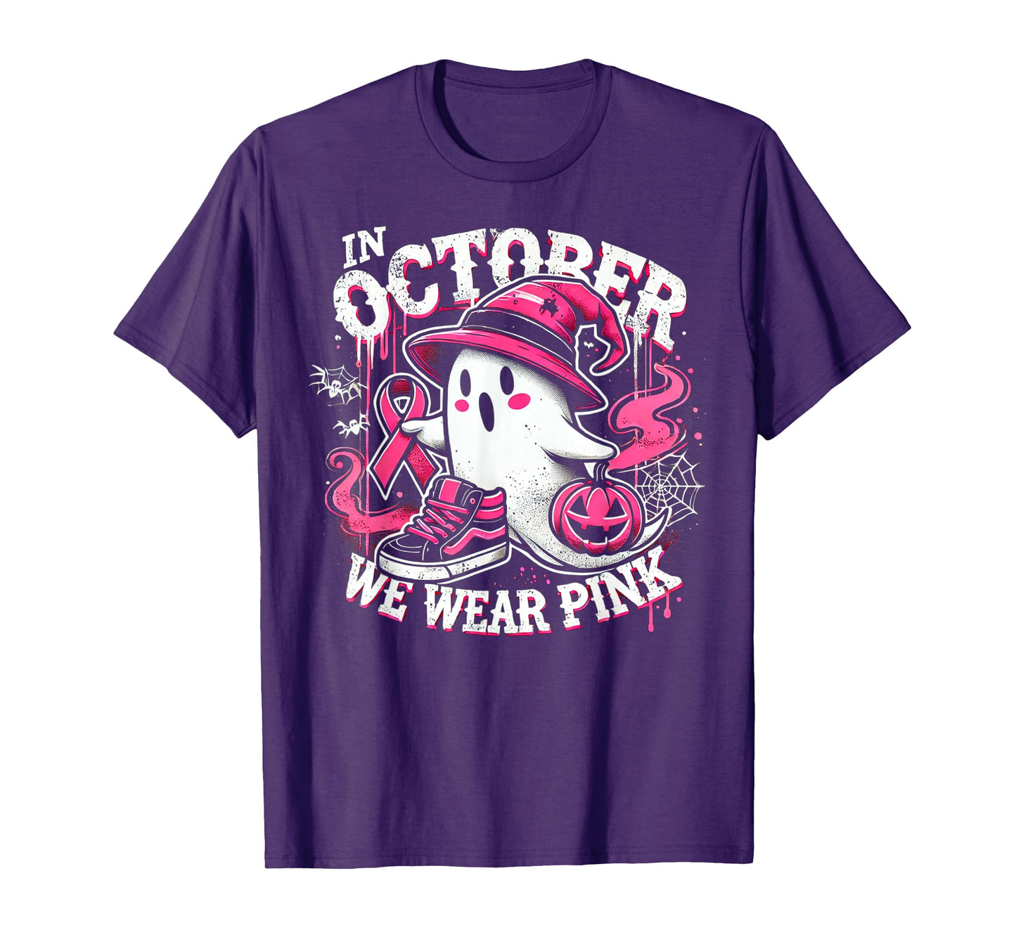 We Wear Pink in october Ghost Breast Cancer Awareness T-Shirt