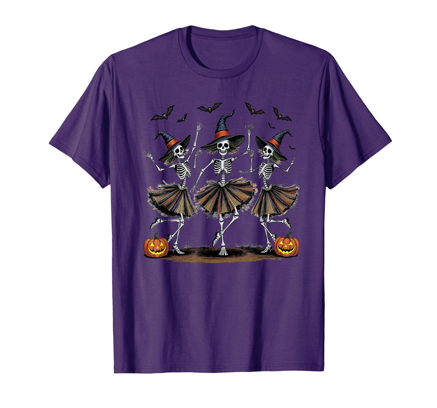 Dancing Skeleton Witches Halloween T-Shirt
