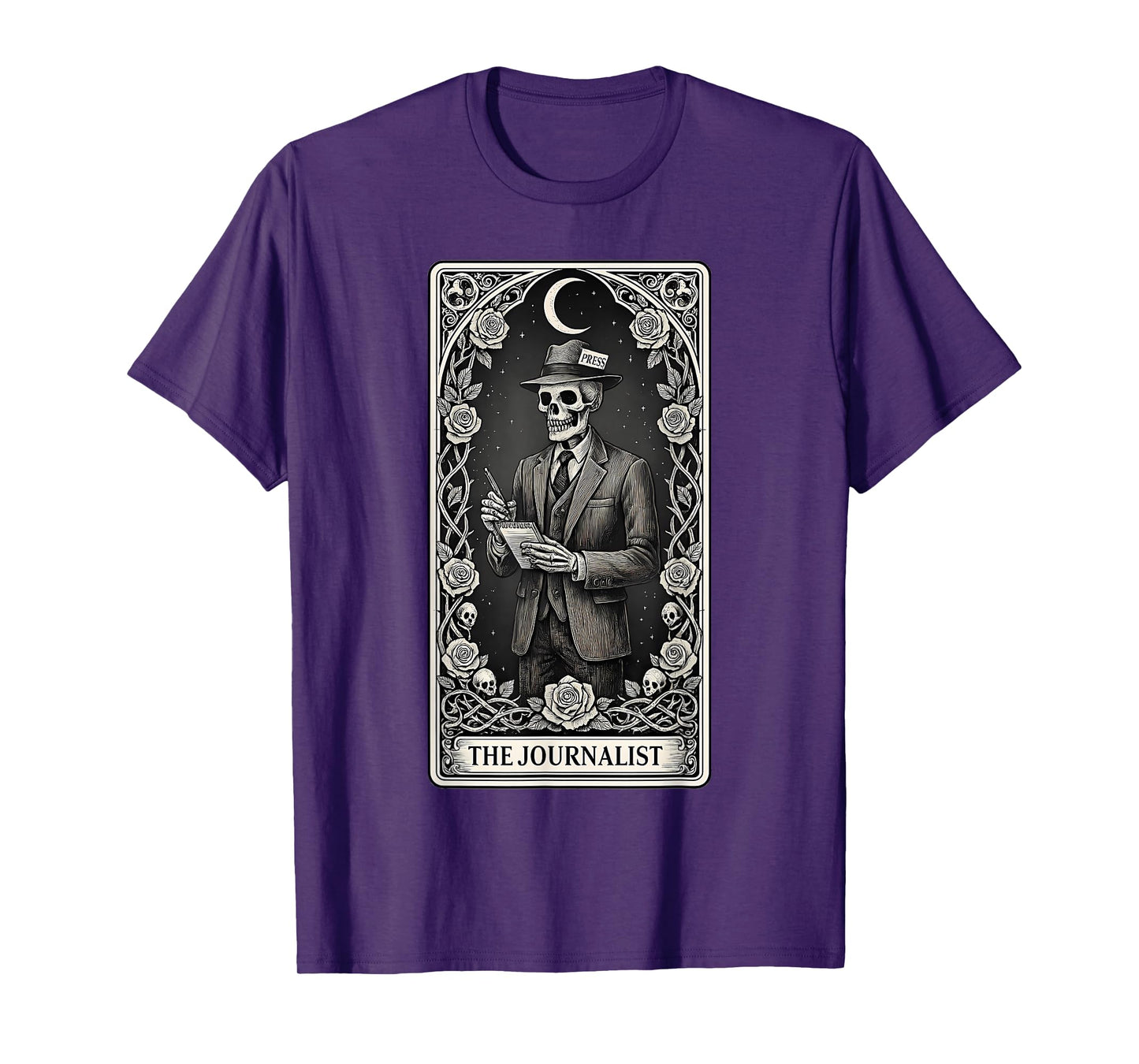 The Journalist Skeleton Tarot Card T-Shirt