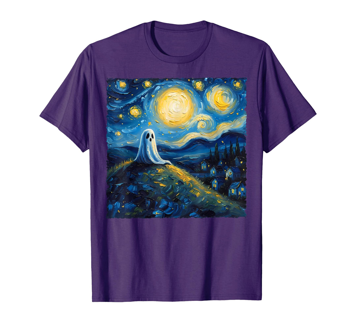 Van Gogh Style Funny Ghost Lover The Starry Night Painting T-Shirt