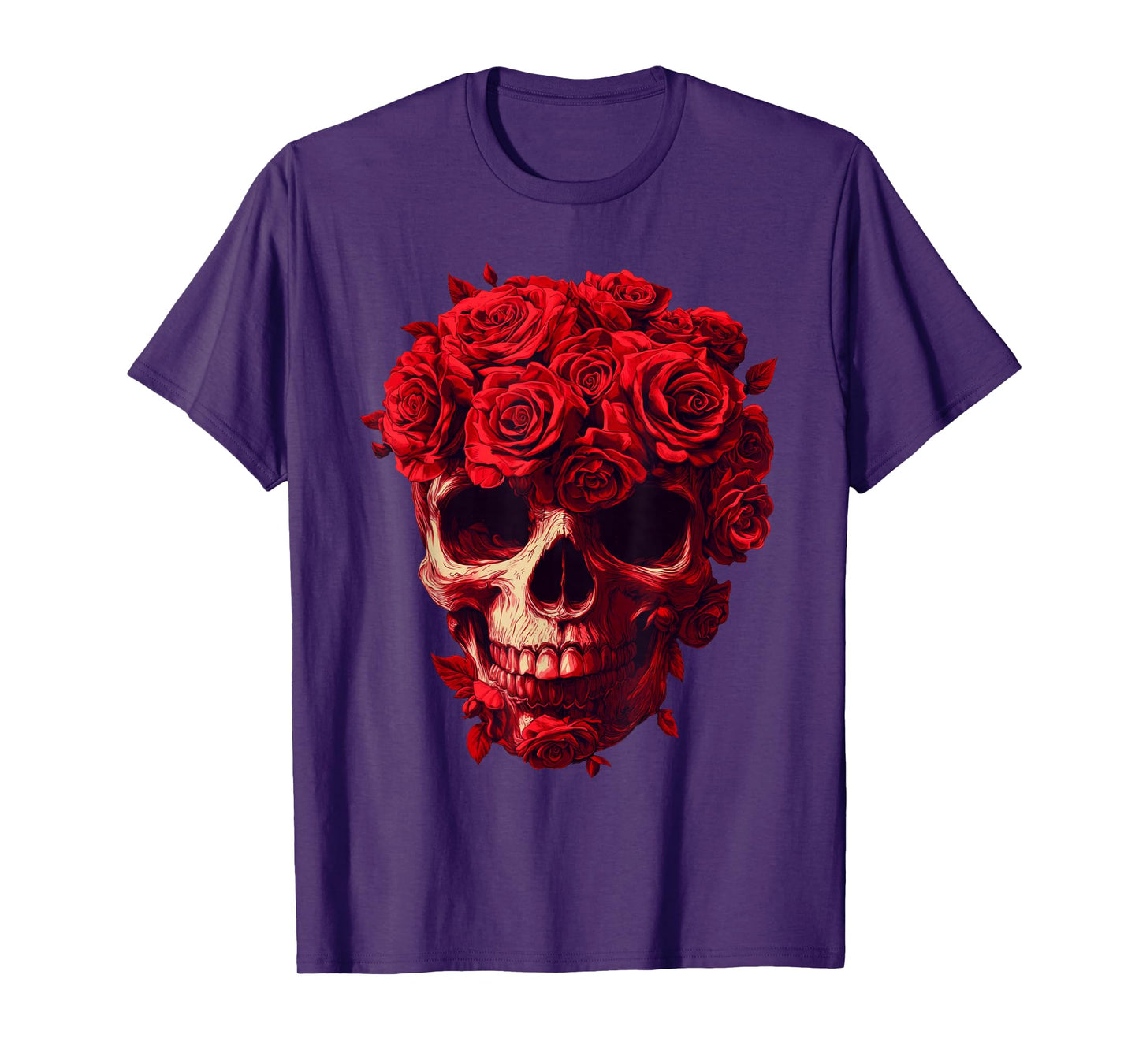Roses Skeleton Skull Flower Nature Gardening T-Shirt