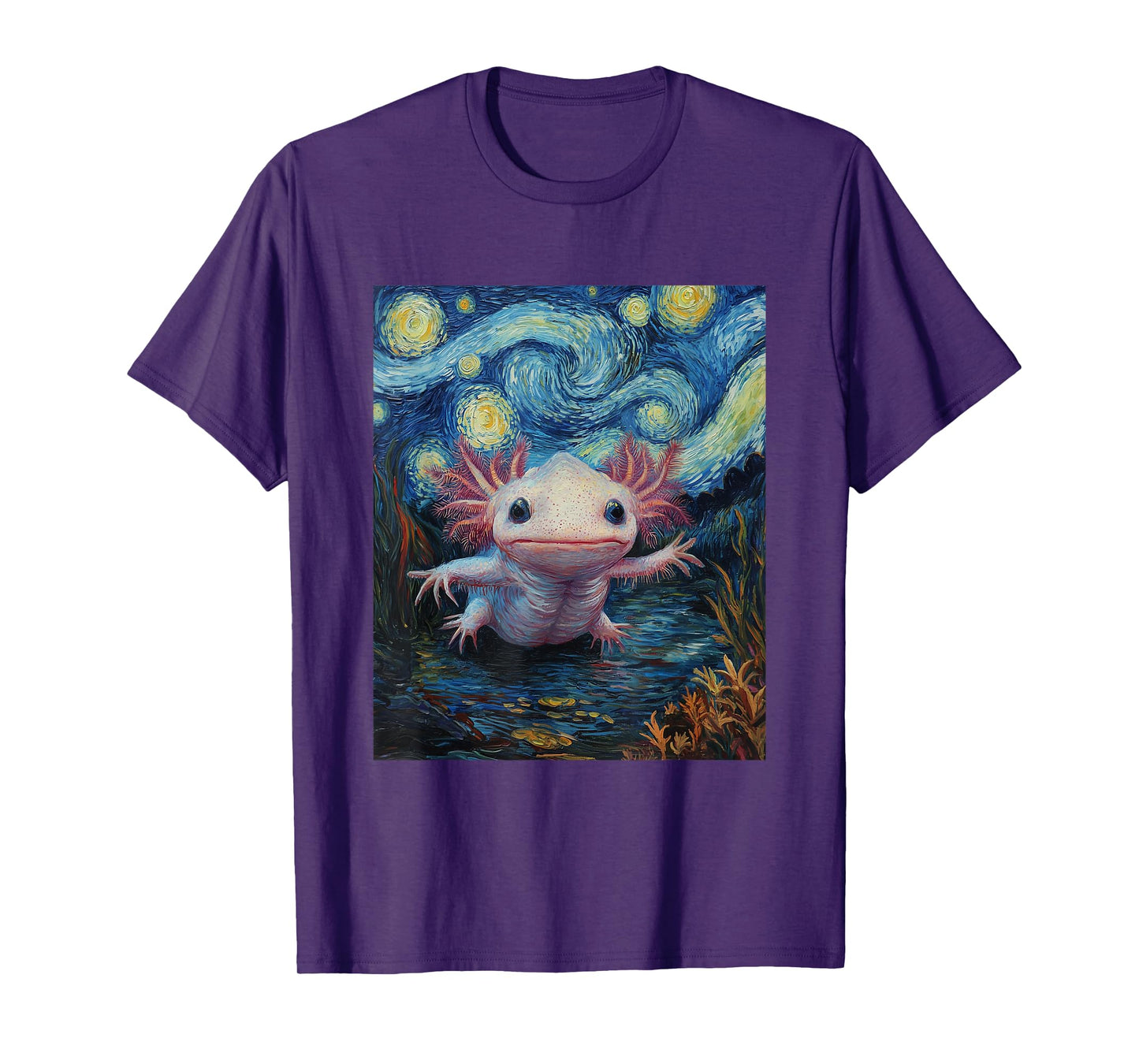 Axolotl Kawaii - Van Gogh Style - Starry Night Graphic T-Shirt