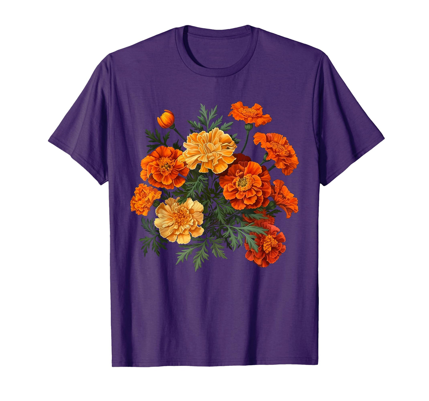 Birth Month Marigold Flower Floral Bouquet Flowers Lovers T-Shirt