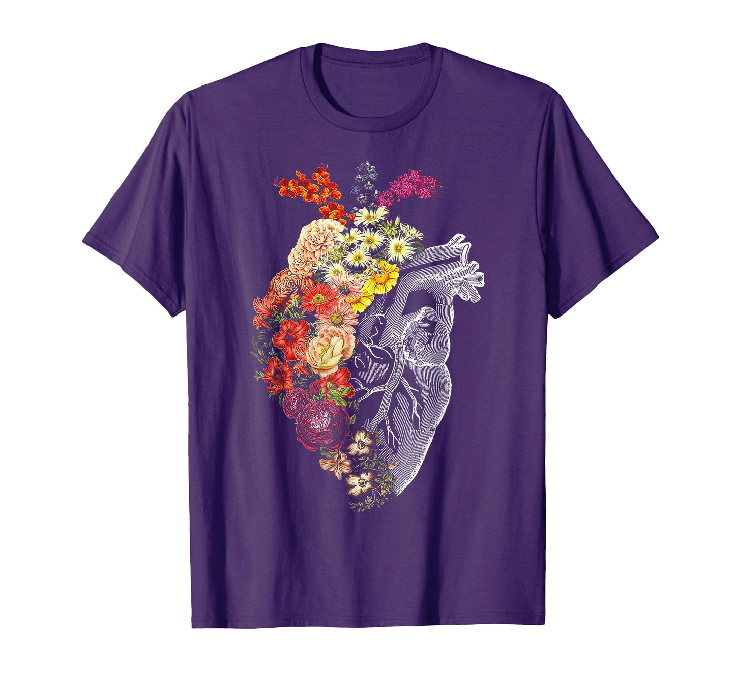 Anatomical Heart And Flowers Funny Nurse Gift For Graduation T-Shirt