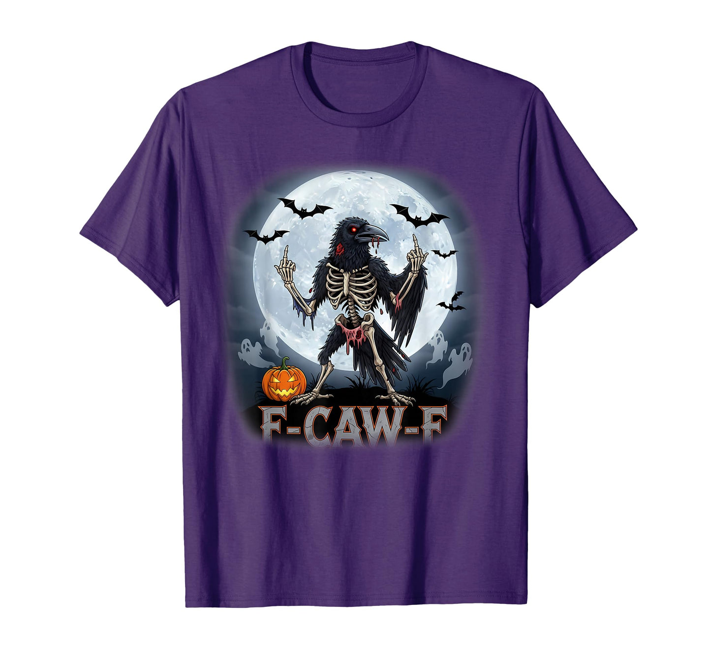 Halloween Tee for Adults Men Women F-Caw-F Crow Black Bird T-Shirt