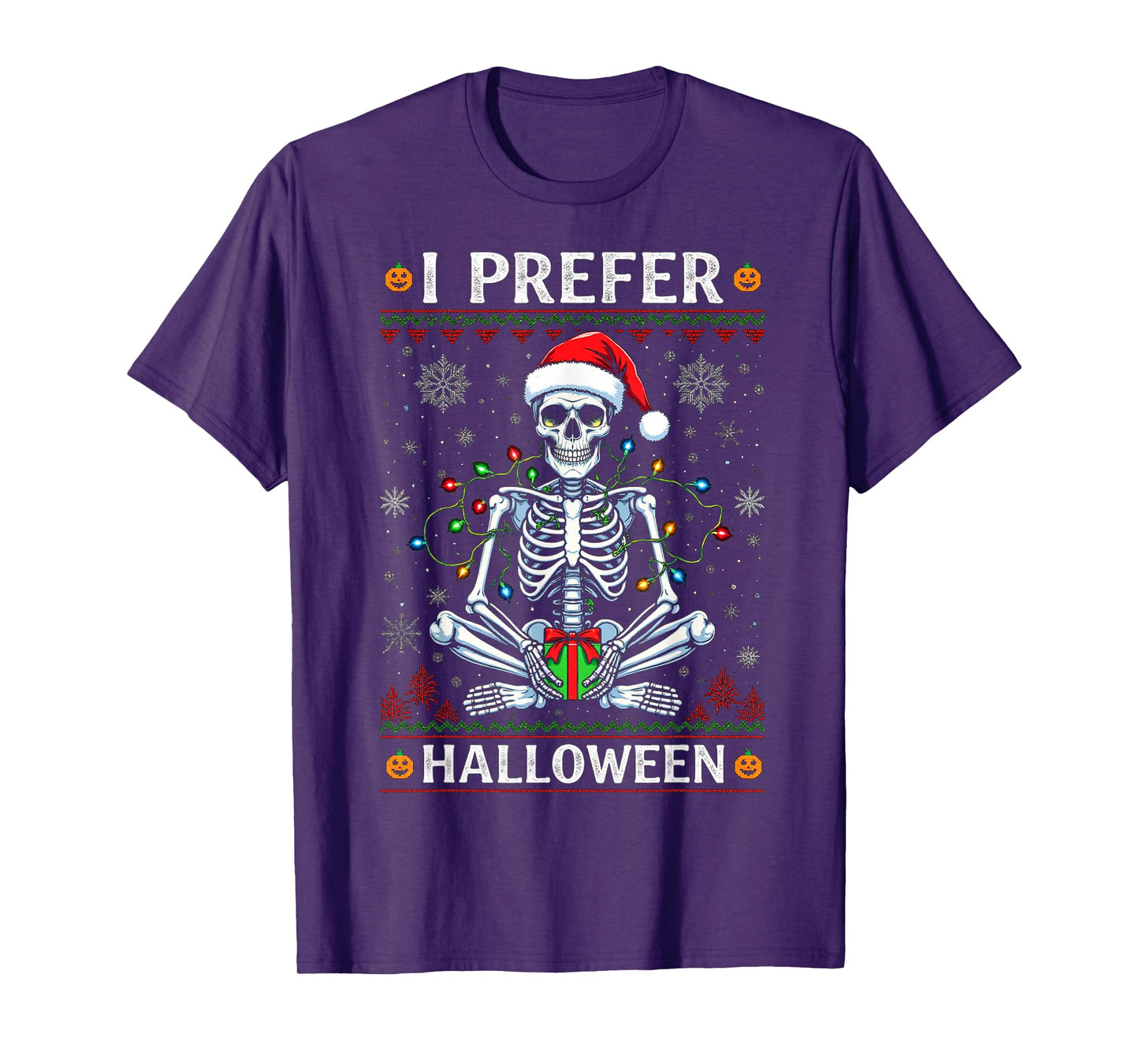 Funny Christmas 2025 Skeleton I Prefer Halloween Ugly Xmas T-Shirt