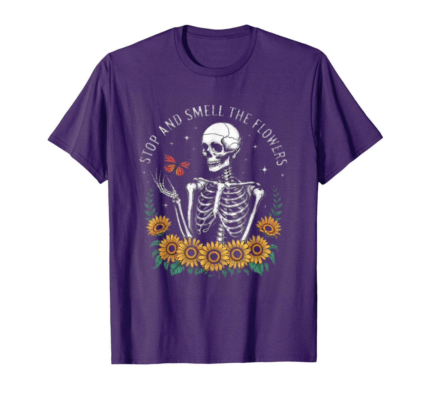 Stop and Smell The Flowers Skeleton Humor T-Shirt