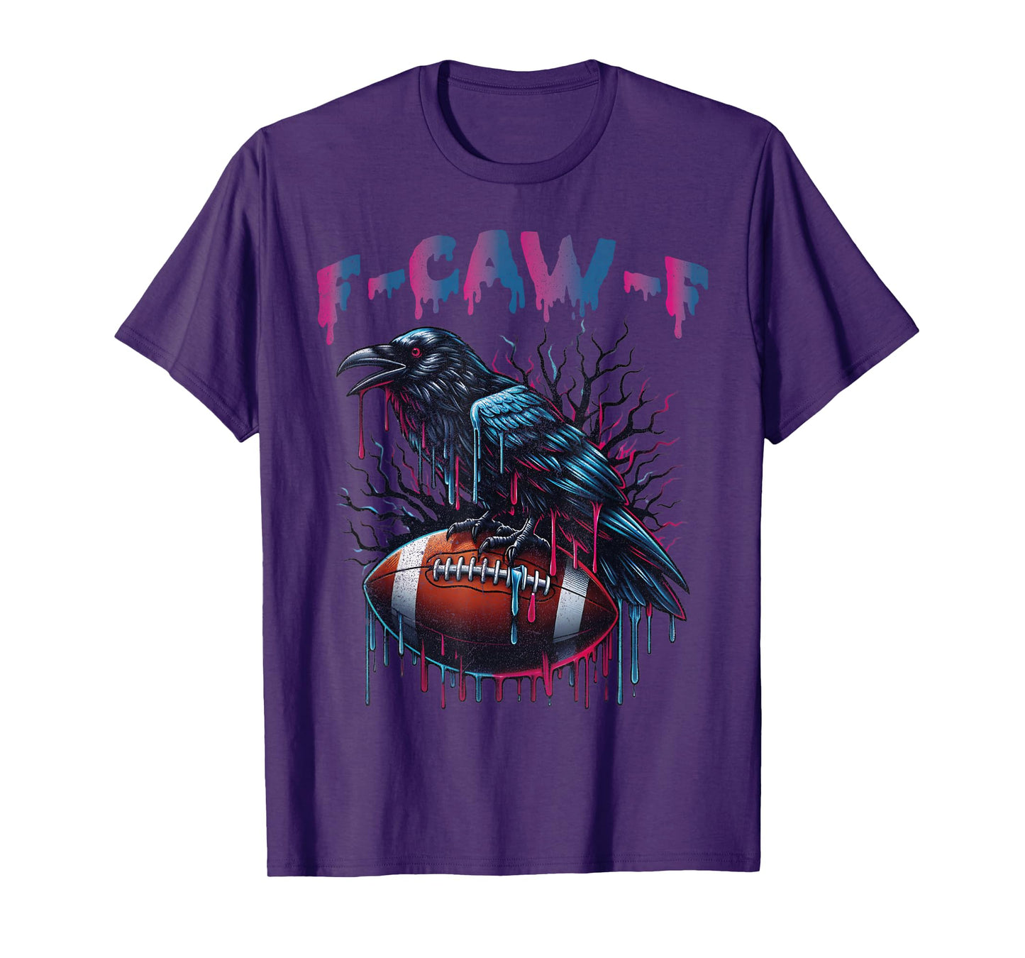 F Caw F Black Bird Dripping Football Ice Cream Drip T-Shirt