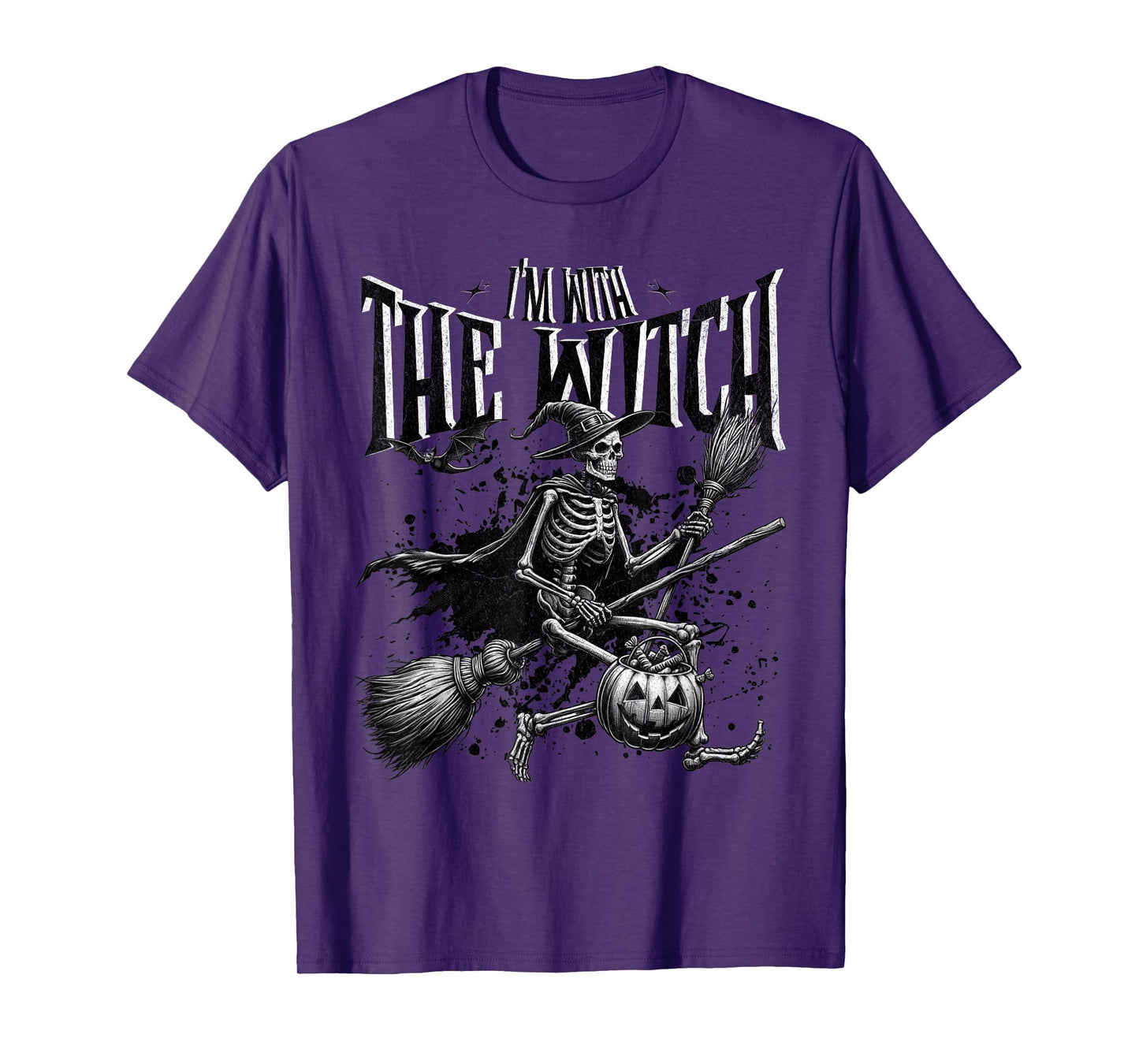 I’m with The Witch Skeleton Halloween Funny Costume Pumpkin T-Shirt