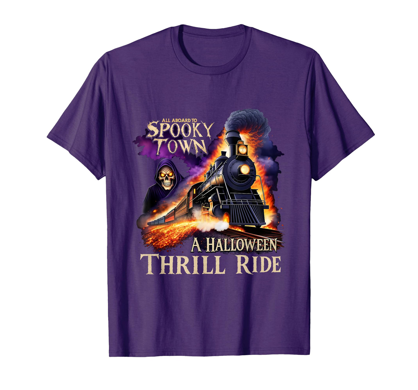 Funny Halloween Skeleton Ghosts Spooky Town Train T-Shirt