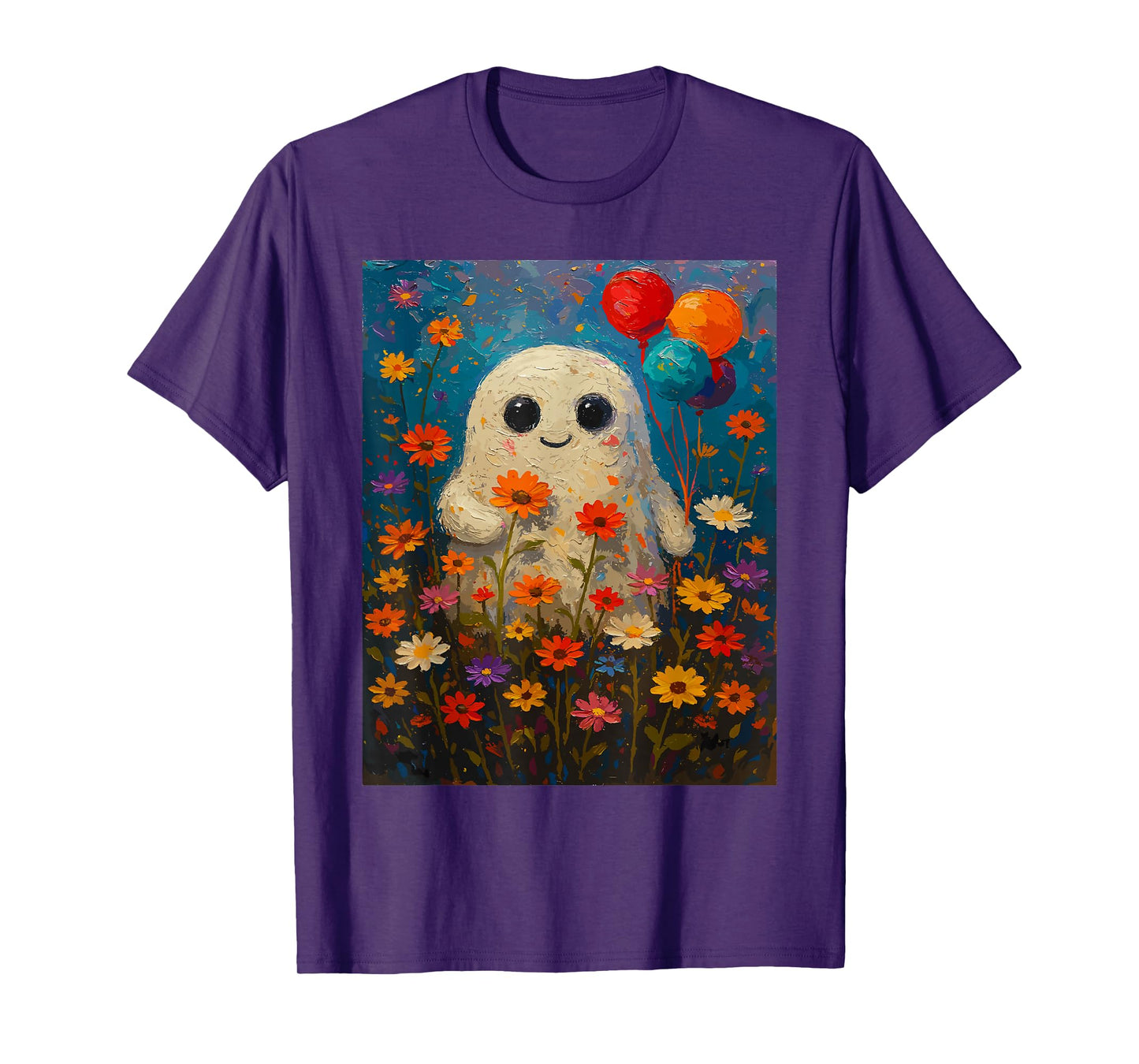 Vintage Floral Ghost Halloween Ghost in The Forest Gothic T-Shirt