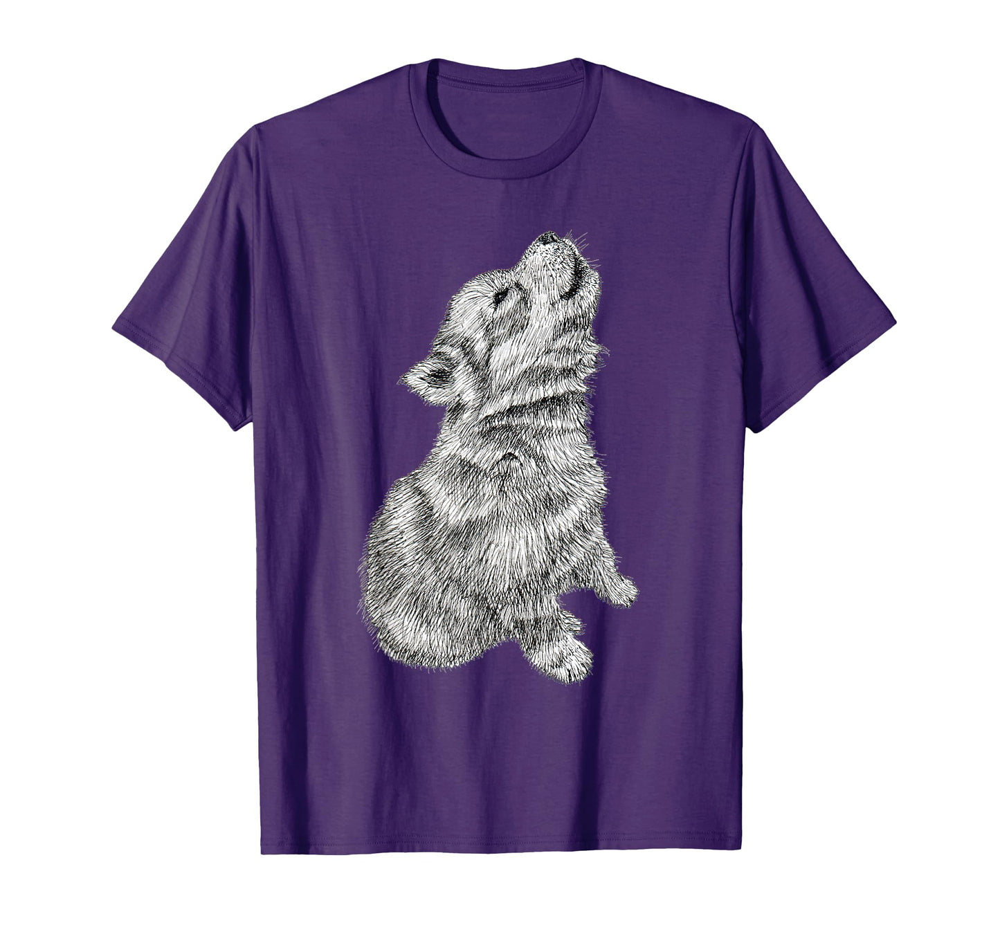 Cute Baby Howling Wolf Cub Sketch T-Shirt