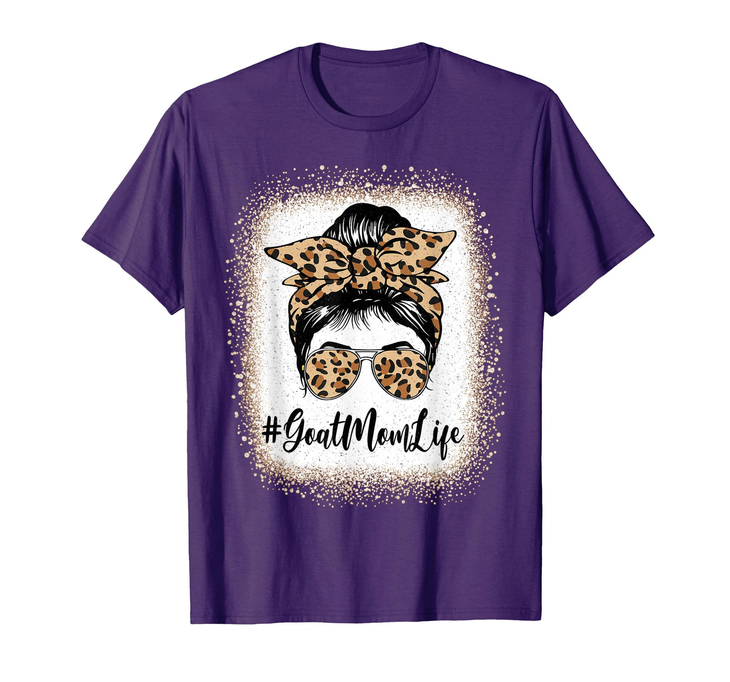 Funny Goat Mom Life Bleached Leopard Messy Bun Mother's day T-Shirt