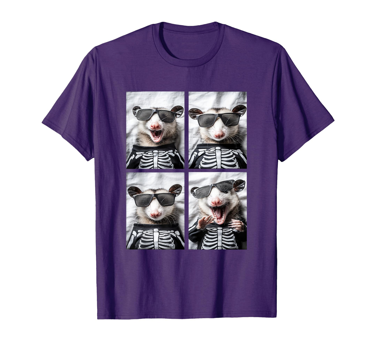 Opossums with Sunglasses Skeleton Costume Funny Halloween T-Shirt