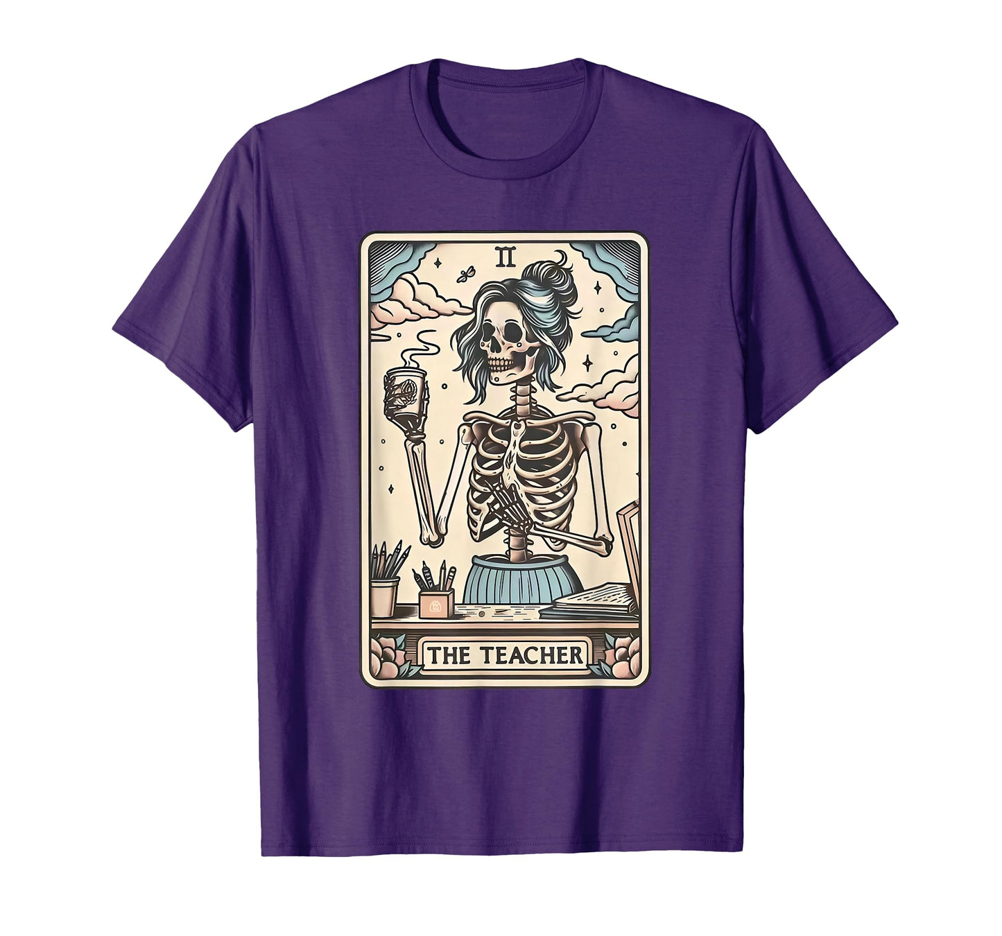The Teacher Funny Skeleton Tarot Card T-Shirt