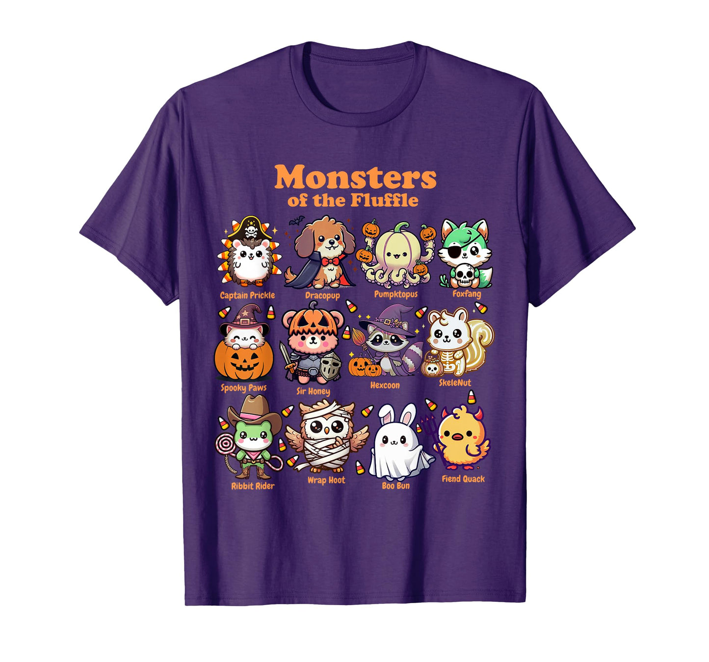Cute Spooky Animals Fluffle in Funny Halloween Costumes T-Shirt