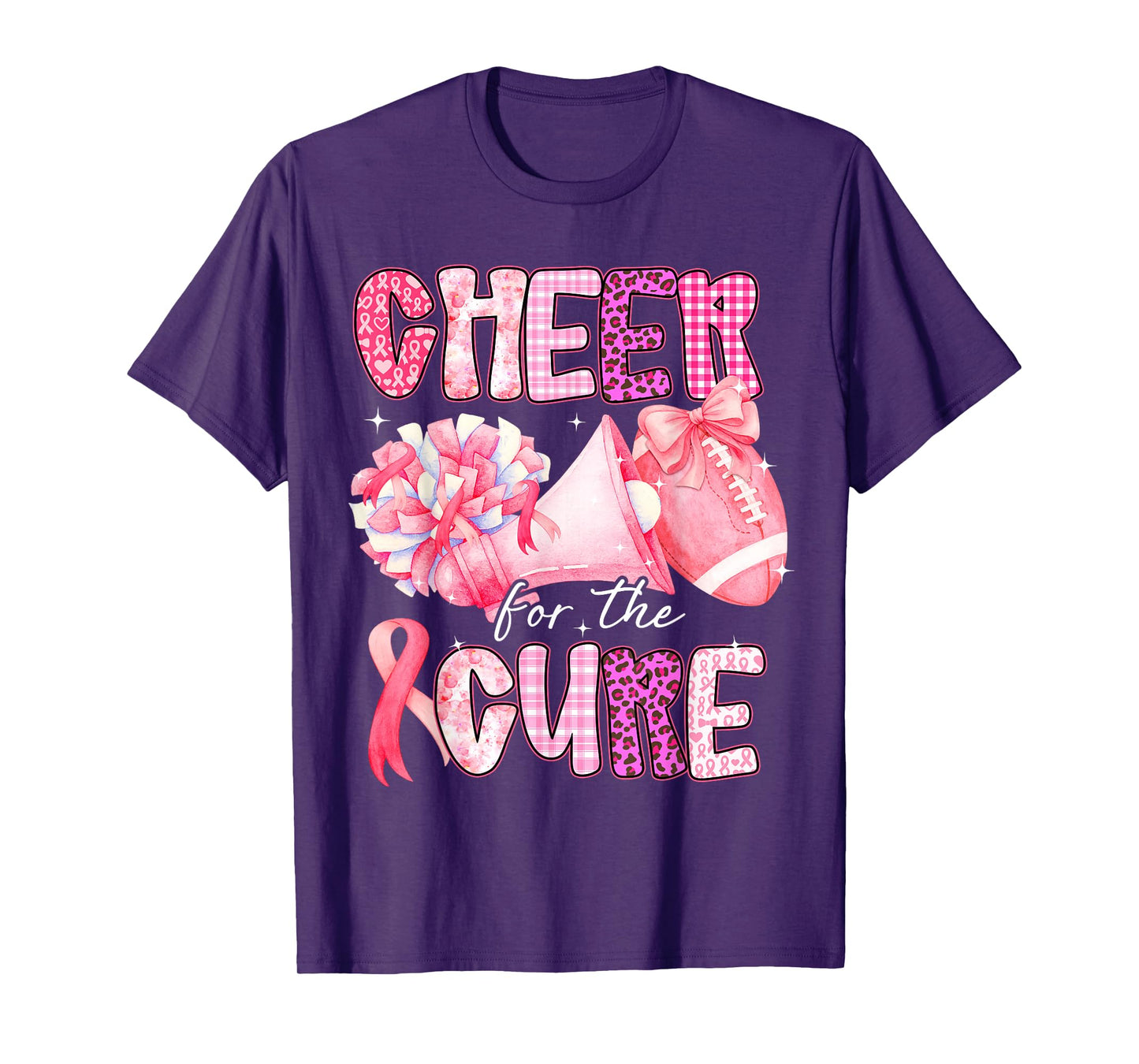 Breast Cancer Awareness Cheer for The Cure Football T-Shirt