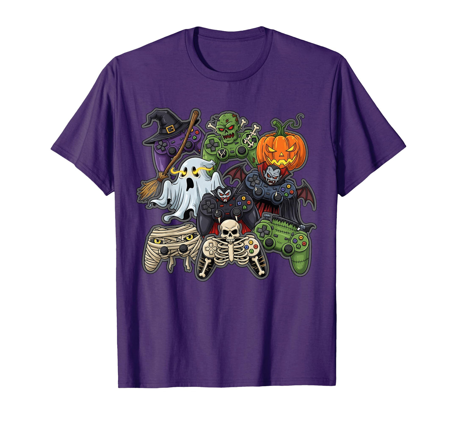 Halloween Gaming Controllers Zombie Skeleton Ghost Pumpkin T-Shirt