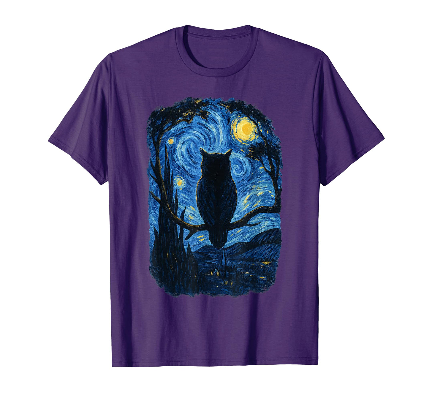 Starry Owl Night Artwork T-Shirt