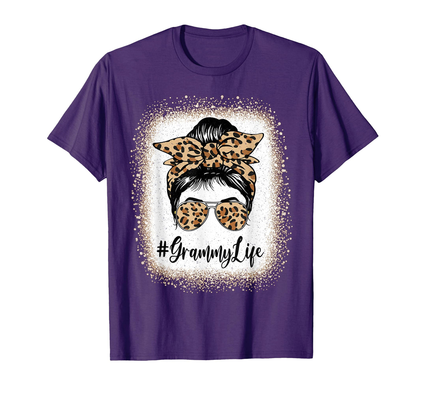 Grammy Life Bleached Leopard Messy Bun Mother's day T-Shirt