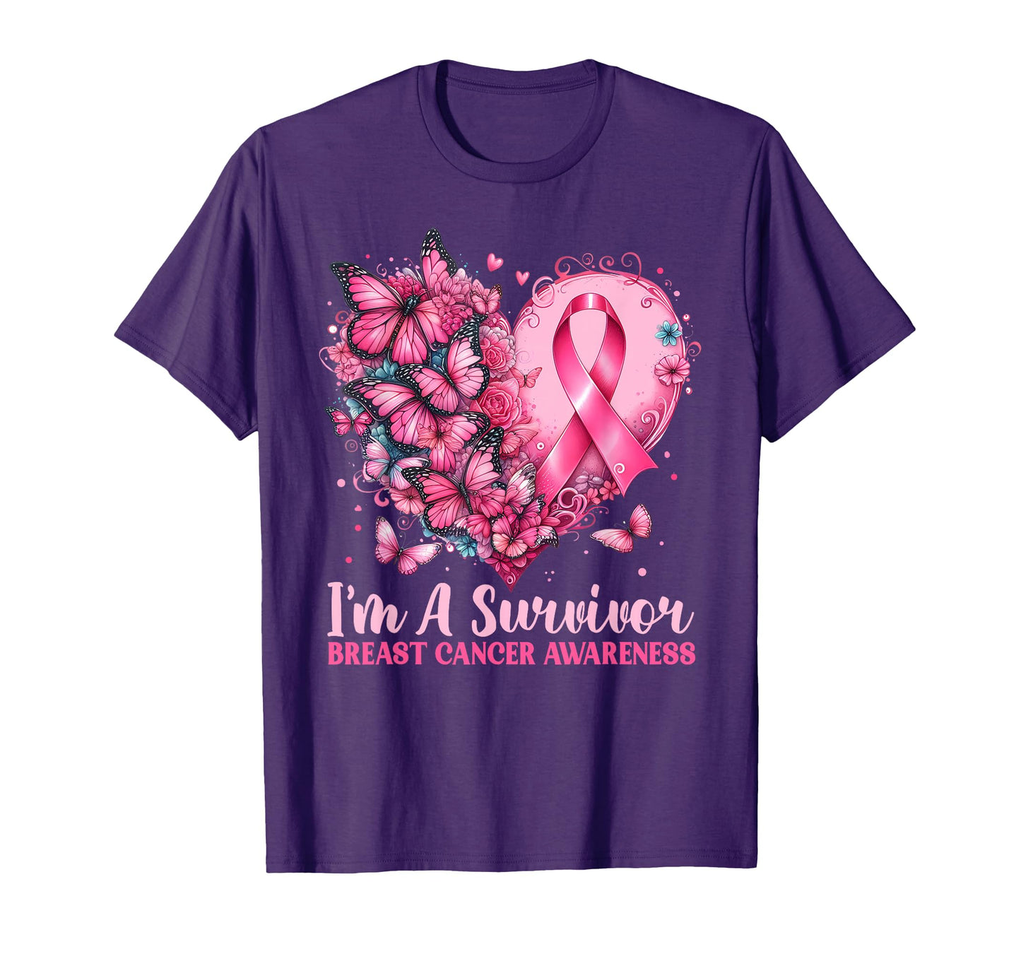 in October We Wear Pink Butterfly Breast Cancer Awareness T-Shirt