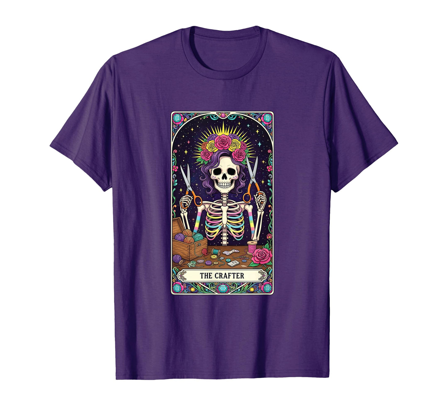 The Crafter Tarot Card Skeleton Crafting Design T-Shirt