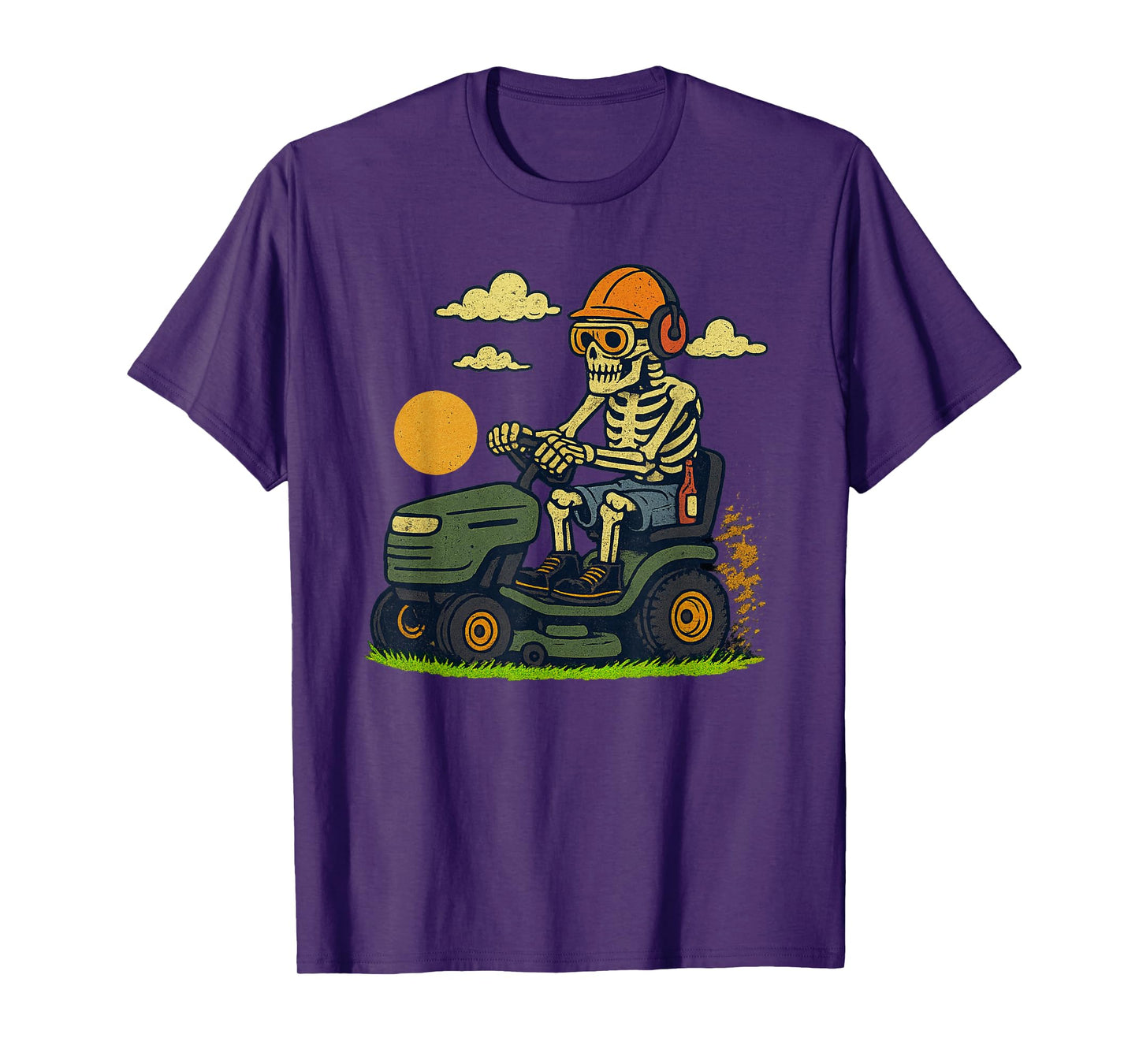 Vintage Halloween Skeleton Lawn Mower Funny Spooky Costume T-Shirt