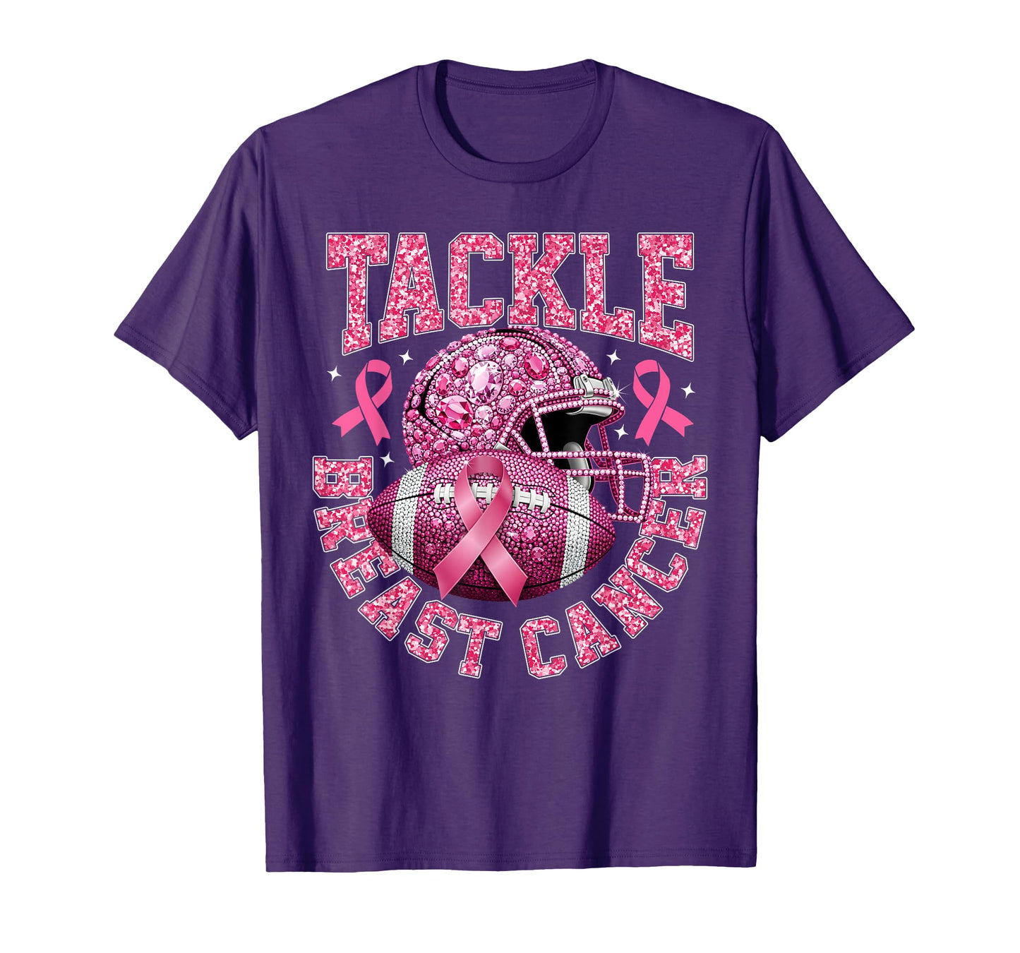 Tackle Breast Cancer Awareness American Football Pink Ribbon T-Shirt