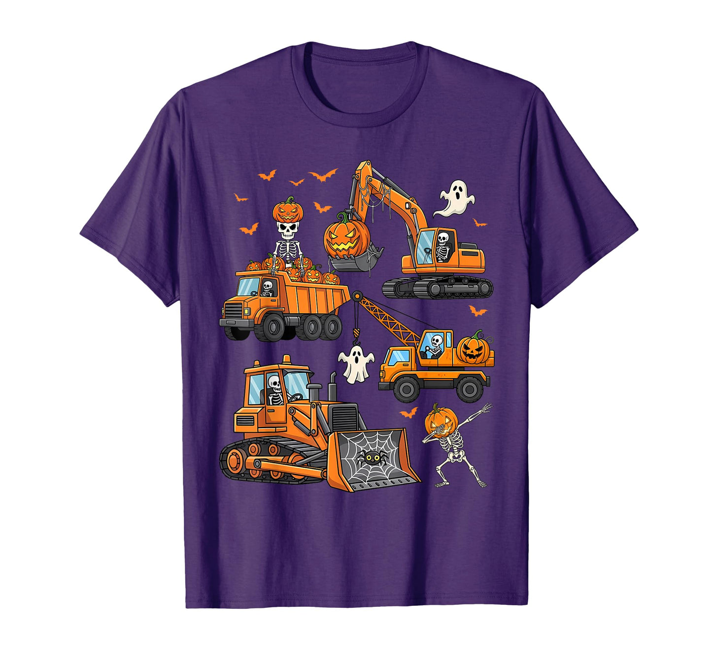 Spooky Construction Trucks Toddler Boys Halloween Costume T-Shirt