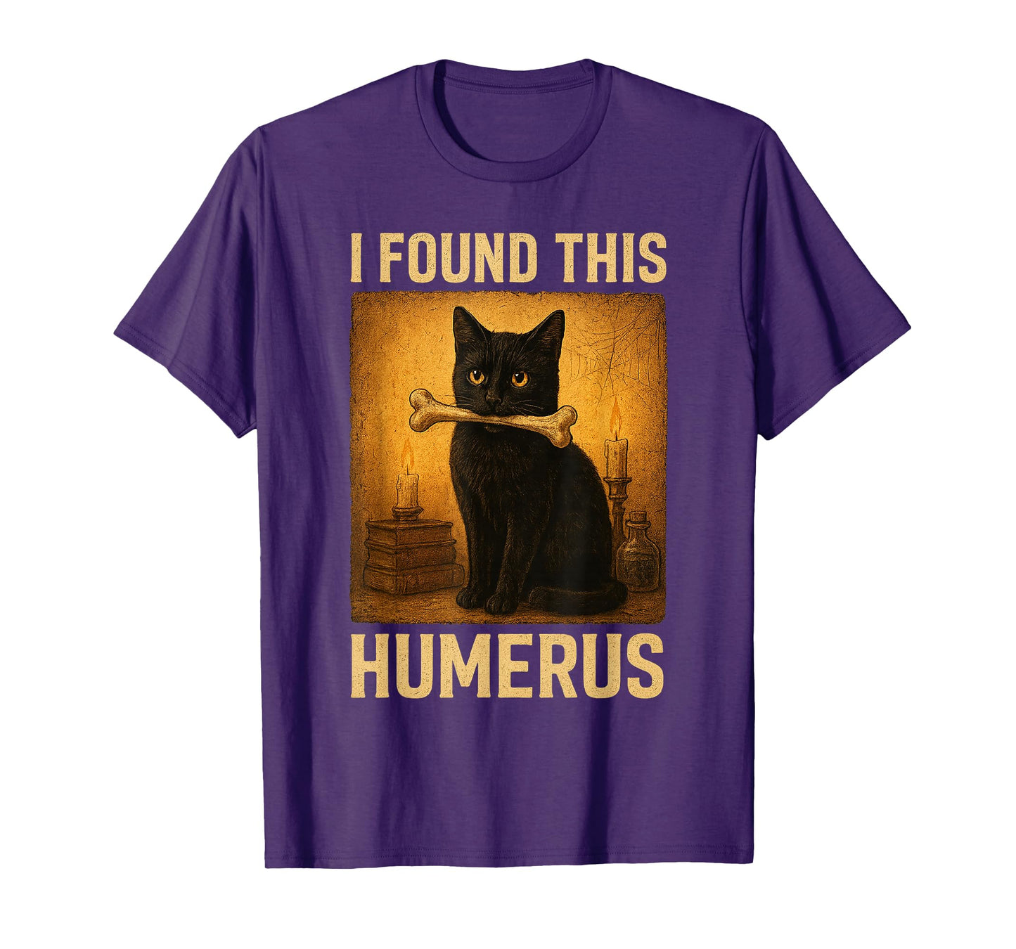 I Found This Humerus Vintage Funny Scary Black Cat Halloween T-Shirt