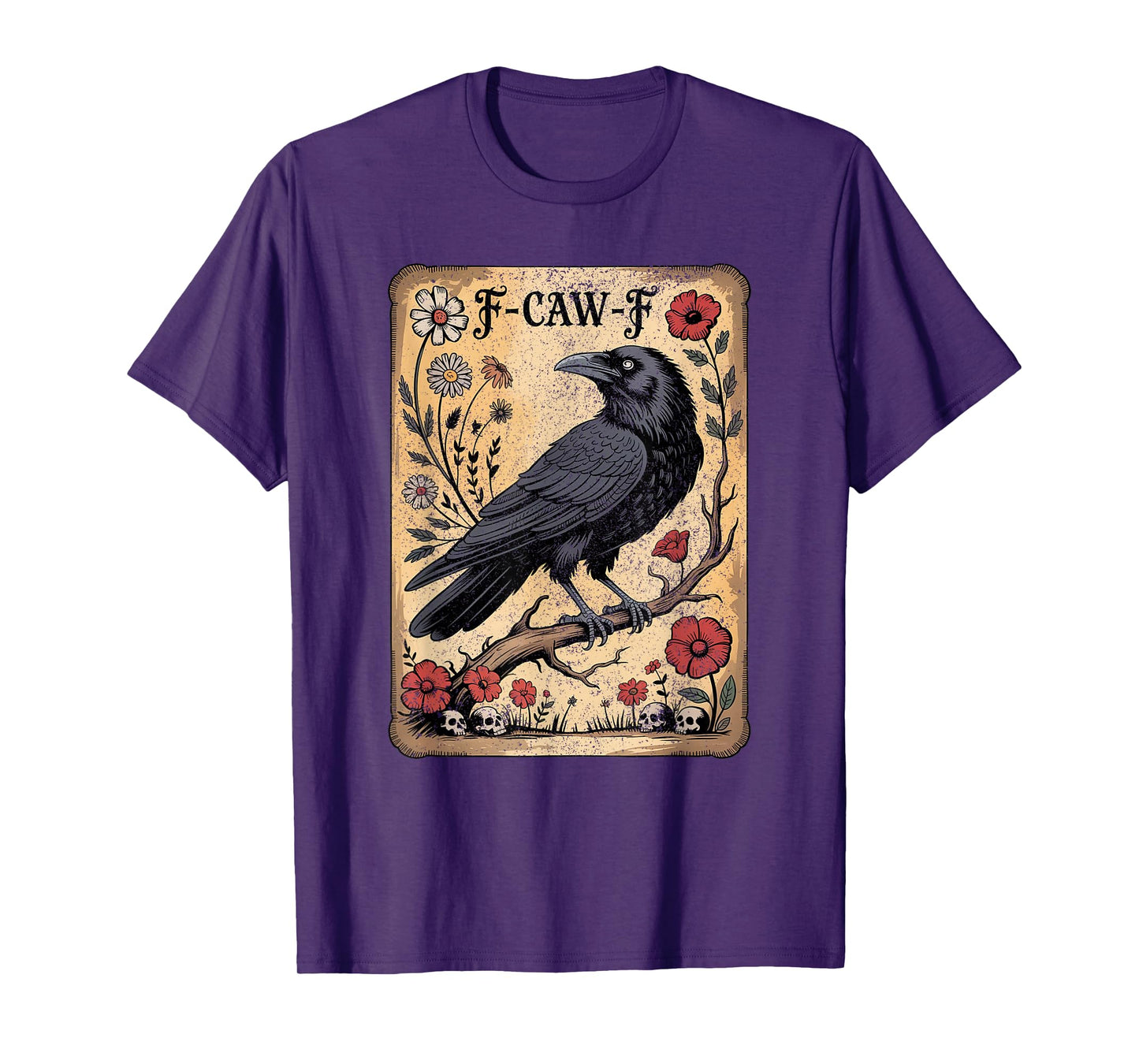 Black Crow, F-Caw-F Funny Black Bird Moon Gothic Adult Humor T-Shirt