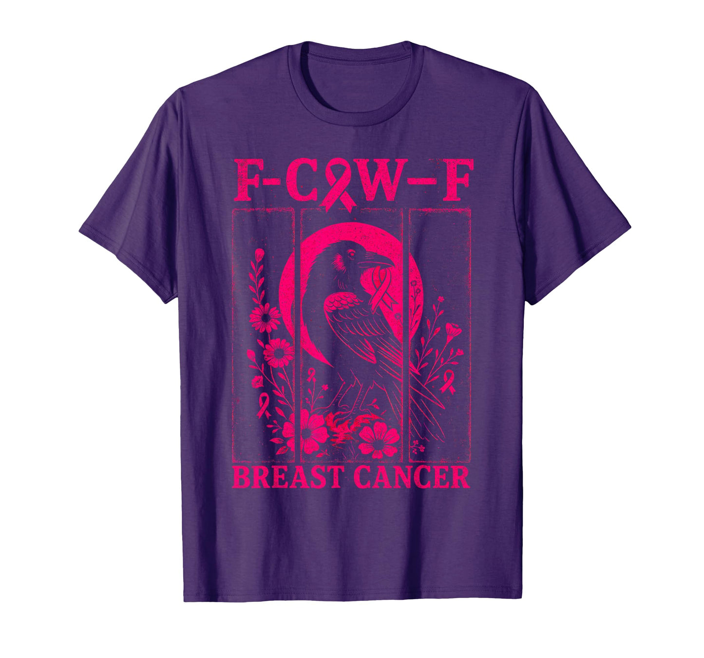 F-Caw-F Raven Black Crow Pink Ribbon Breast Cancer Awareness T-Shirt