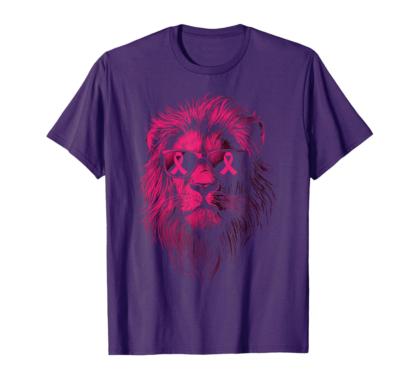 Lion Pink Ribbon Breast Cancer Awareness Support T-Shirt