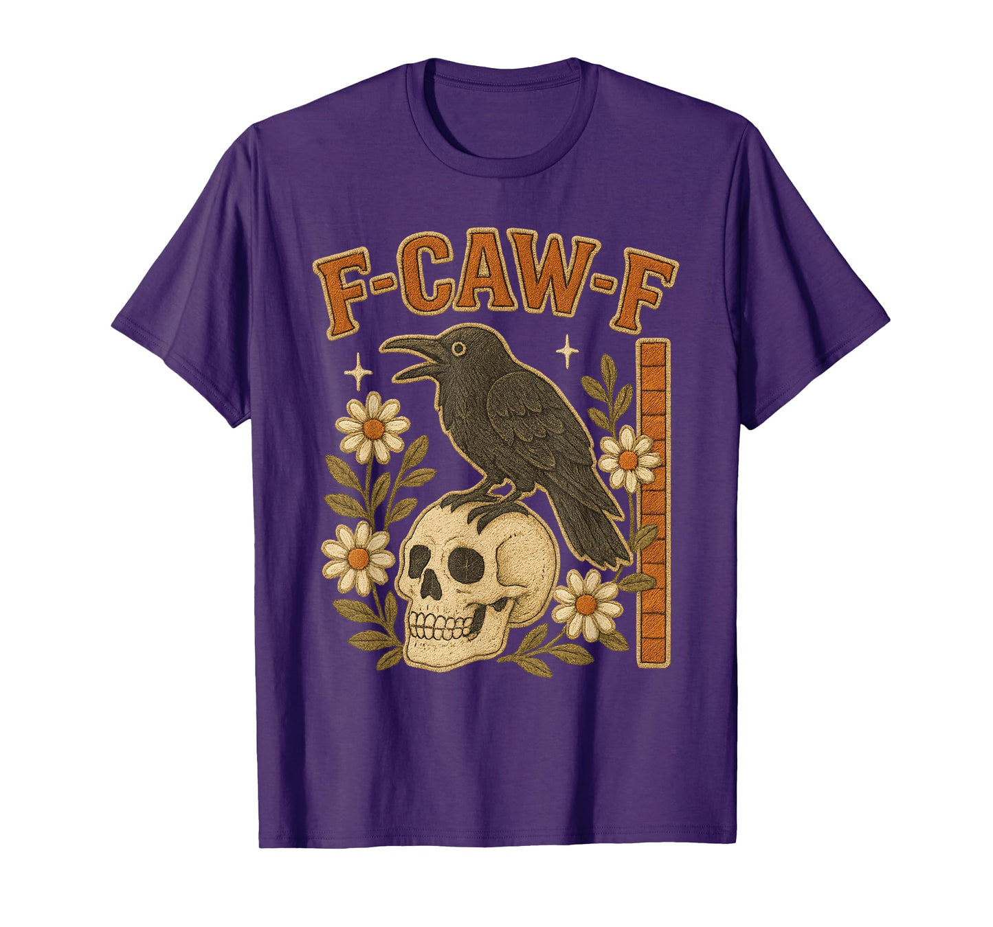 Funny F-Caw-F Raven Moon Gothic Vintage Crow Floral T-Shirt