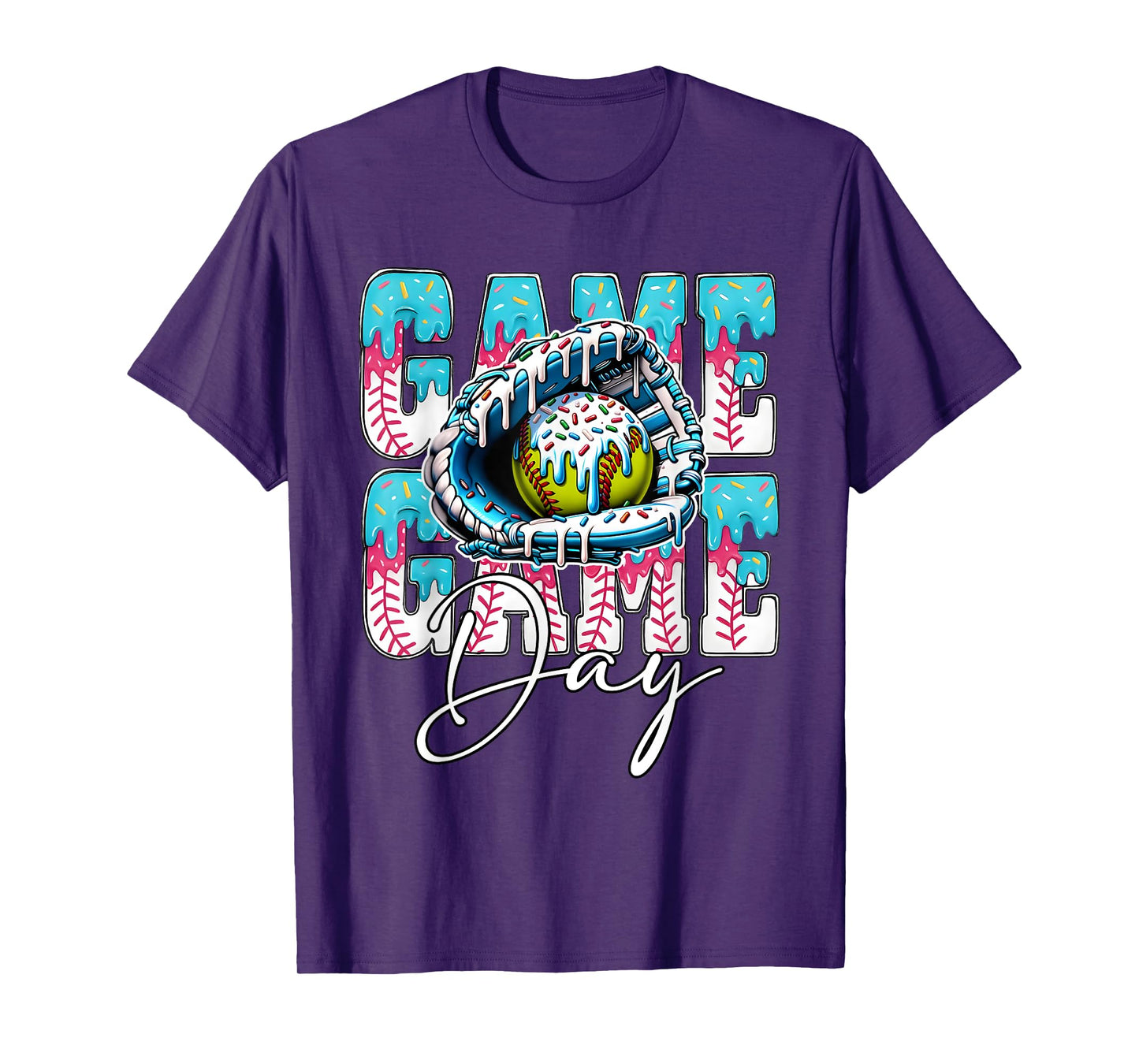 Game Day Baseball Gloves Baseball Ice Cream T-Shirt