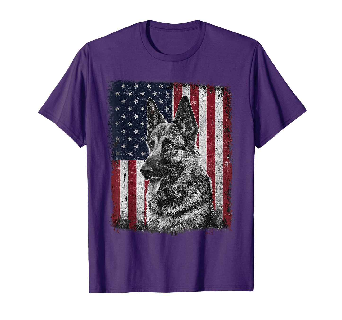 Patriotic German Shepherd Dog American Flag 4th of July T-Shirt