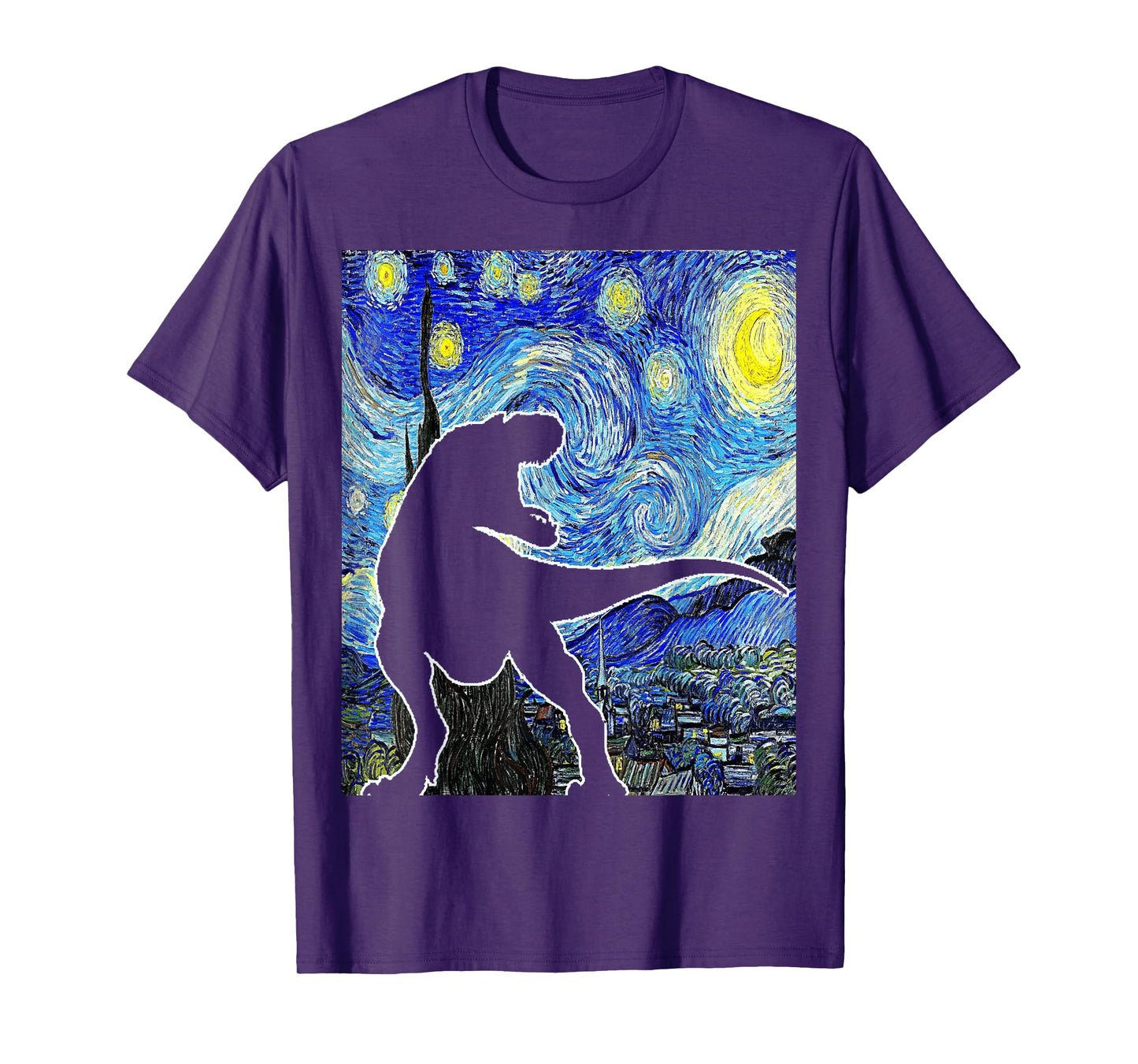 Dinosaur Starry Night T Rex Van Gogh Funny Paleontologist T-Shirt