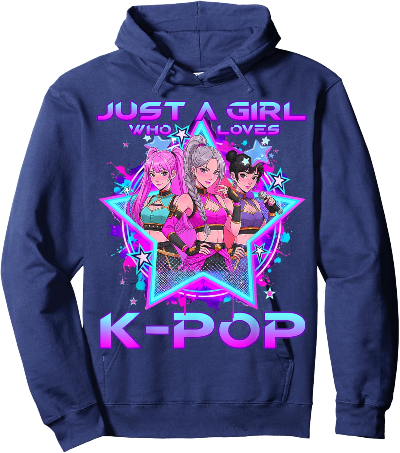 Just A Girl Who Loves K-pop Kids Girls K-pop Birthday Kpop T-Shirt - Hoodie | Navy