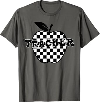 Back To School Checkered Apple Teacher Checkerboard teacher T-Shirt